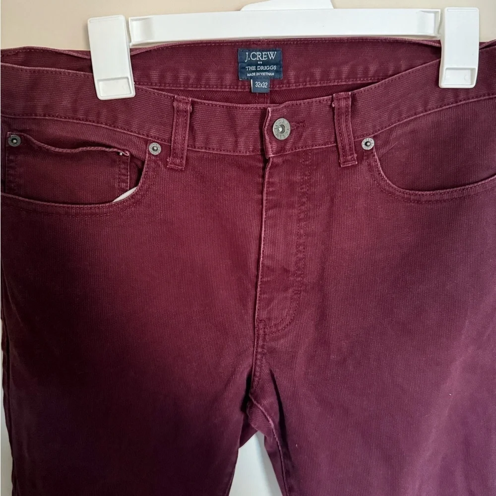 Men’s J. Crew burgundy The Driggs Corduroy Straight Leg Slim Fit Pants Sz 32x32